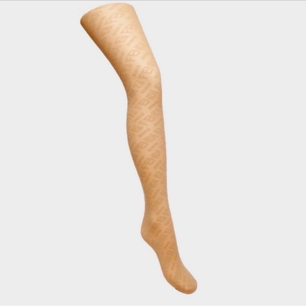 SKIMS Beige Logo Pattern Sheer Thigh-High Tights